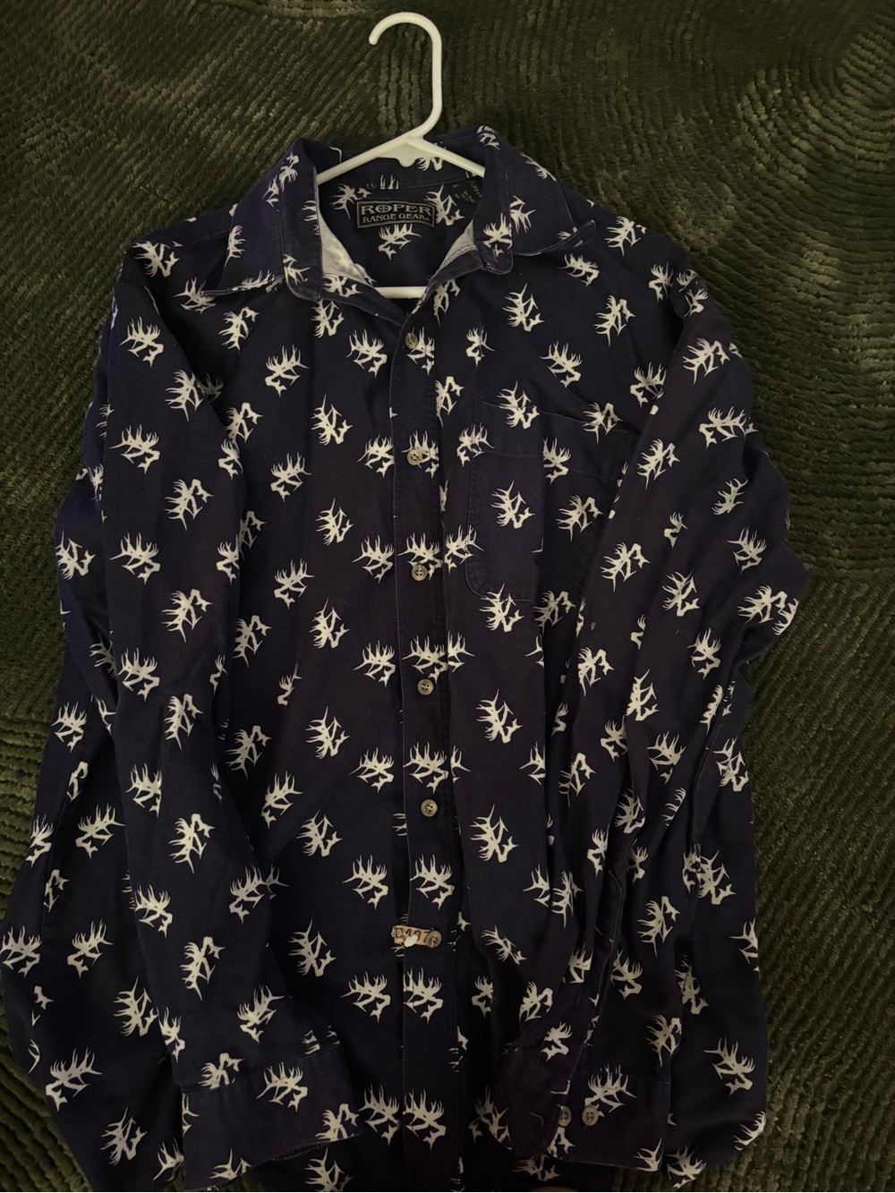 Roper Navy Button-Front Blazer with White Abstract Print
